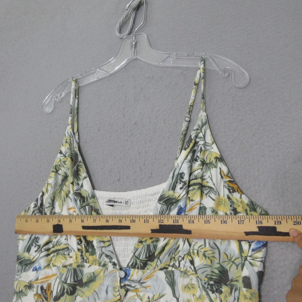 Abercrombie & Fitch Dress XLP Floral Maxi Tropical Linen Blend Smocked Boho